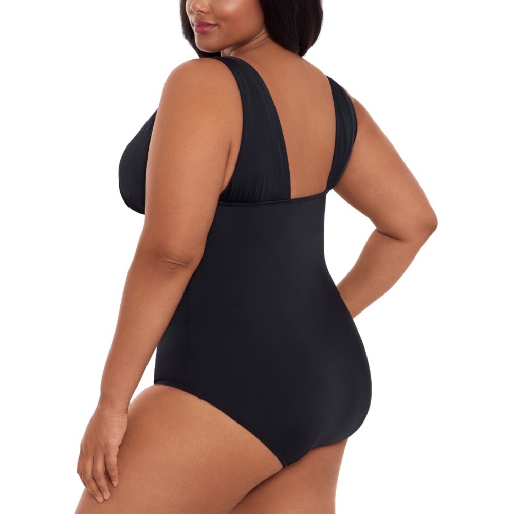 Time and Tru Modest Women's & Women’s Plus Black V Neck 1-PC Swimsuit M L XL 1X - Picture 3 of 13